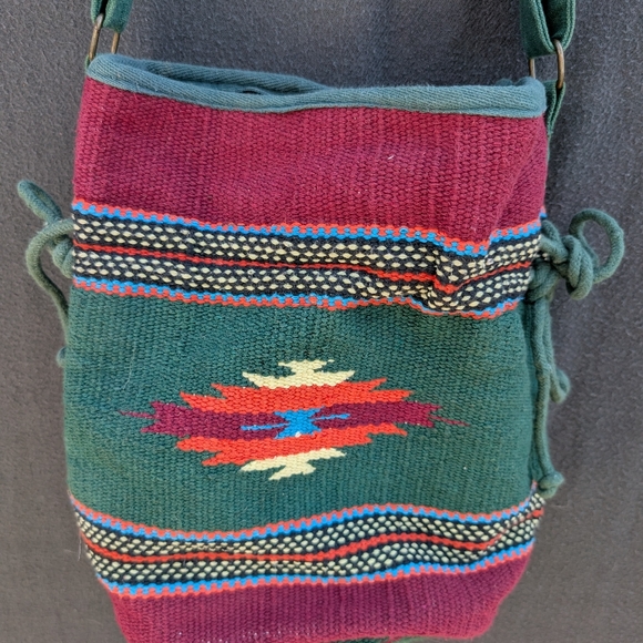 Western Navajo Print Hippie Chic Woven Shoulder Bag - Picture 3 of 4